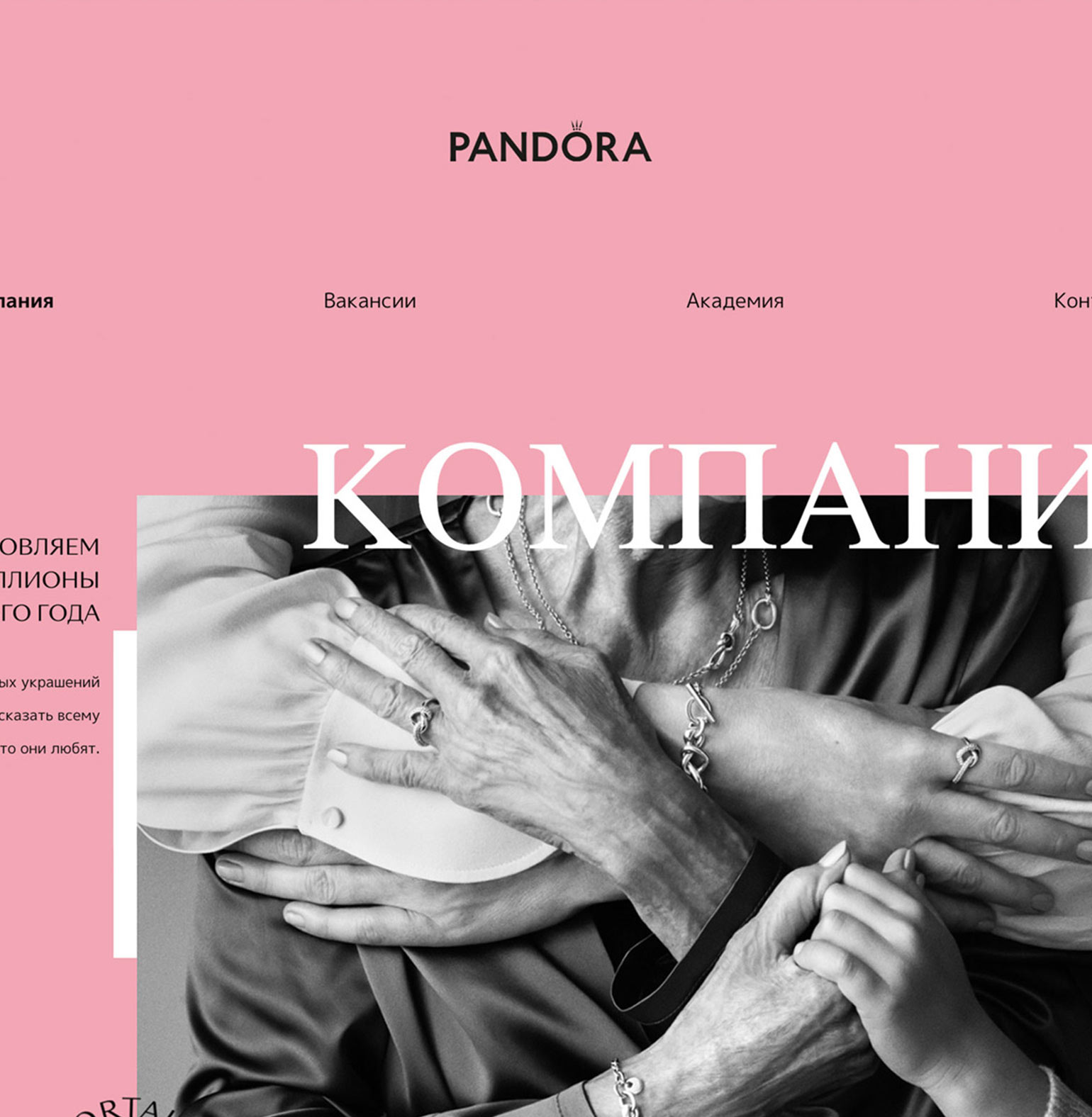 Разработка сайта для Pandora Russia